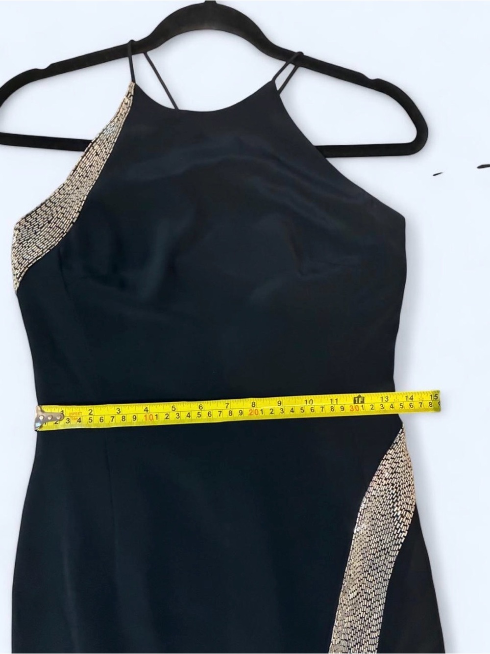 Black Evening Halter Gown with Sequin Accent - Size 4 - Picture 4 of 7